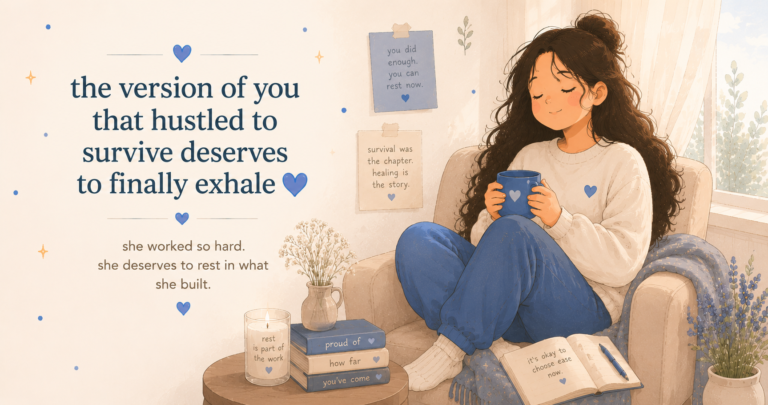 the version of you that hustled to survive deserves to finally exhale 💙